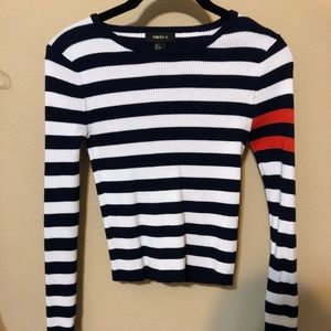 navy blue and white stripped sweater